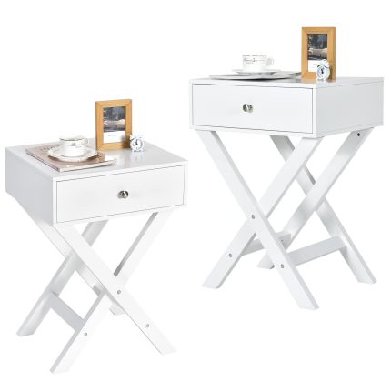 X-Shaped End Table, Modern Sofa Side Table - White 2
