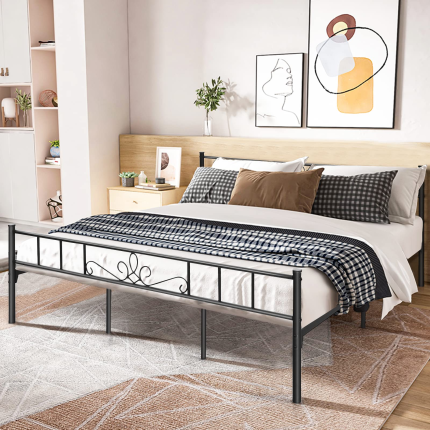 Mattress Foundation w/Heavy Duty Steel Slat Support, No Box Spring Needed - King