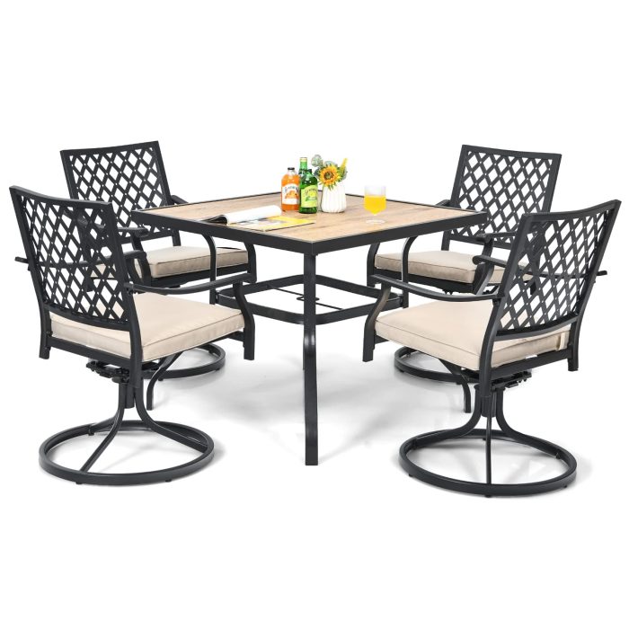5 Piece Patio Dining Set, Outdoor Square Bistro Table for 4 - Image 1