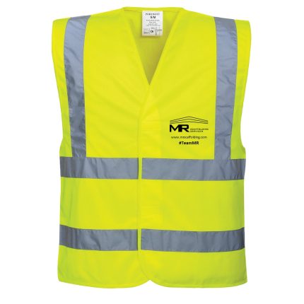 Hi Vis Vest Class 2, Yellow, c/w 1 Colour MR Scaffolding Logo Front & Rear - 2XL