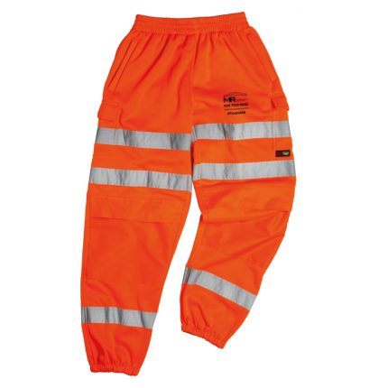 Hi Vis Jogging Bottoms, Orange, c/w 1 Colour MR Scaffolding Logo on Left Leg - Small