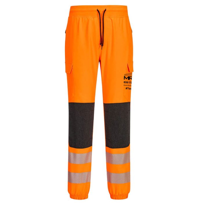 Hi-Vis Flexi Jogger, Orange/Black, c/w 1 Colour MR Scaffolding Logo on Left Leg - 3XL - Image 1