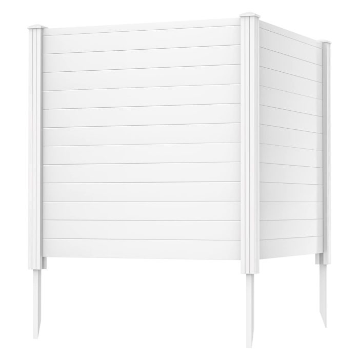 48''H Decorative Air Conditioner Fence Trash Can Enclosure with 3 Stakes - 1 White - Image 1