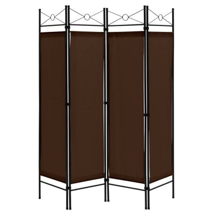 4 Panel Room Divider | 6 Ft Steel Frame Folding Privacy Screen - Coffee
