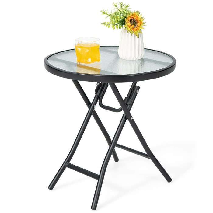 Giantex Folding Side Table, Square Small Patio Table - Classic - Image 1