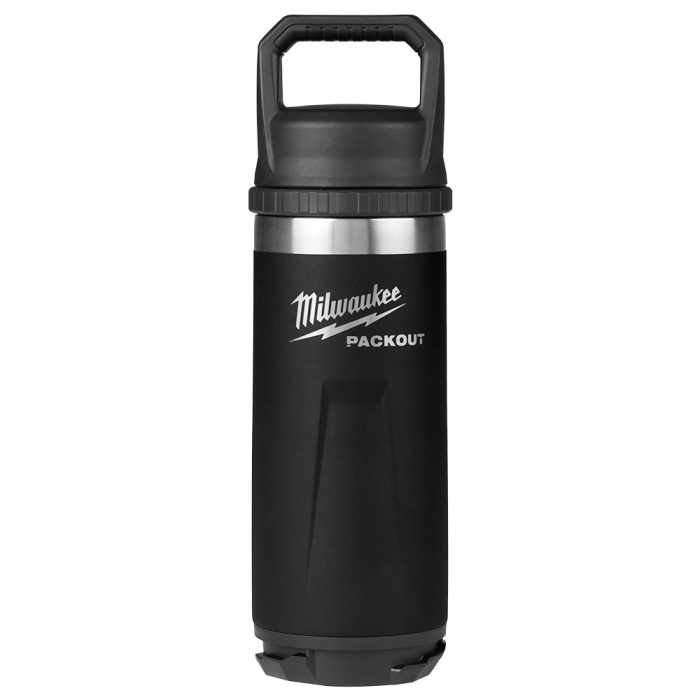 Milwaukee 48-22-8382B PACKOUT 18oz Black Insulated Bottle with Chug Lid - Image 1