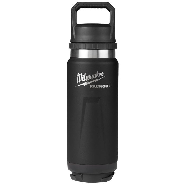 Milwaukee 48-22-8396B PACKOUT 24 oz Black Insulated Bottle with Chug Lid - Image 1