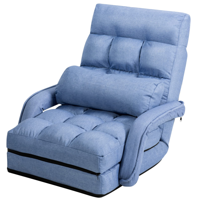 Giantex Chaise Lounge Chair Indoor Multipurpose Folding Armchair Couch Lounger - Blue - Image 1