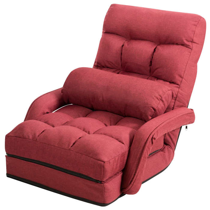 Giantex Chaise Lounge Chair Indoor Multipurpose Folding Armchair Couch Lounger - Red - Image 1