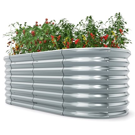 Giantex Raised Garden Bed, 65” x 32” x 24” Oval Metal Planter Box - Grey
