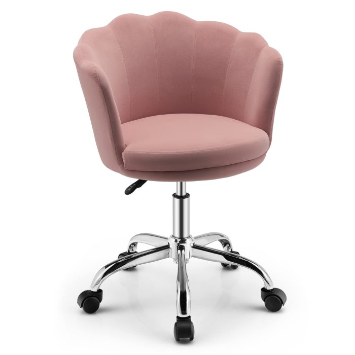 Giantex Kids Desk Chair, Comfy Home Office Task Chair with Wheels - Pink - Image 1