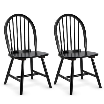 Giantex Wood Dining Chairs, French Country Armless Spindle Back Dining Chairs - 2 Black
