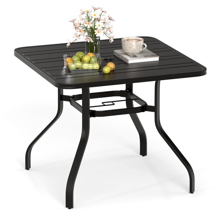 Giantex 37 Inch Outdoor Dining Table, Patio Metal Table - Image 1