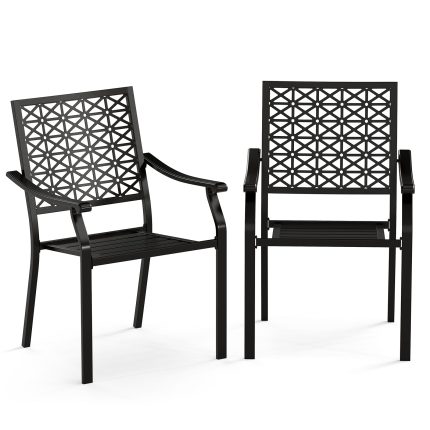 Giantex Patio Dining Chairs, Outdoor Stackable Metal Chair - 2