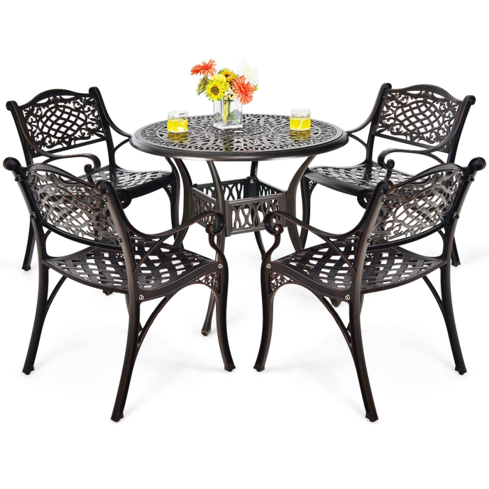 Giantex 5 Piece Cast Aluminum Patio Dining Set - Image 1