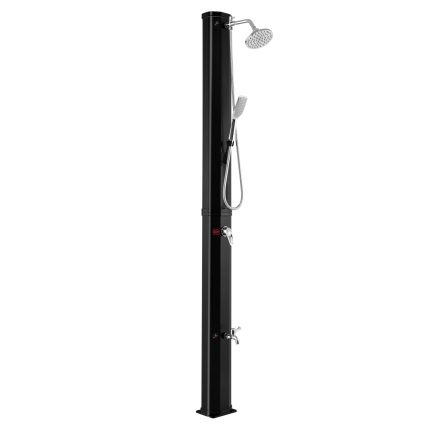 Giantex 7.2 FT 10 Gallon 2-Section Solar-Heated Outdoor Shower, Pool Shower W/Free-Rotating Shower Head - 9.3 Gallon Black