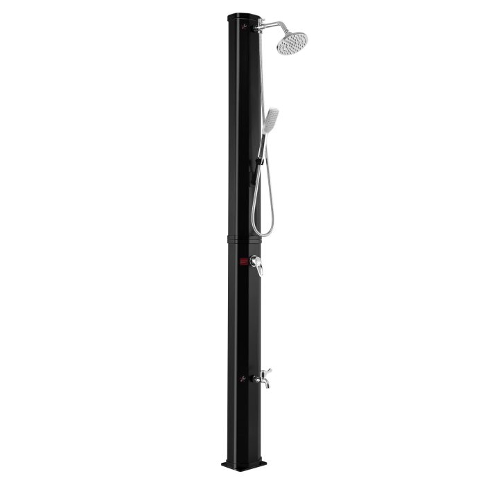 Giantex 7.2 FT 10 Gallon 2-Section Solar-Heated Outdoor Shower, Pool Shower W/Free-Rotating Shower Head - 9.3 Gallon Black - Image 1