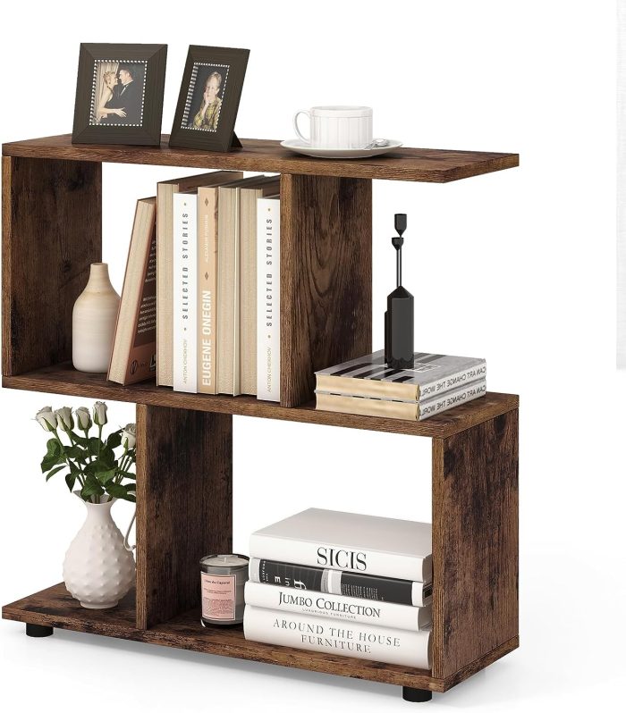 Giantex 3-Tier Geometric Bookshelf - 1 Brown - Image 1