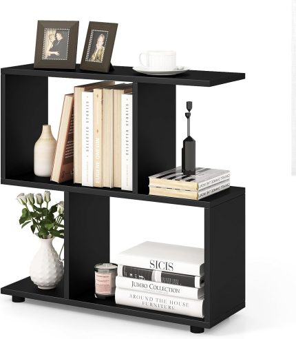 Giantex 3-Tier Geometric Bookshelf - 1 Black