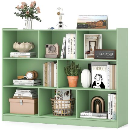 Giantex 8 Cube Bookcase, Freestanding 3-Tier Open Bookshelf - Mint Green