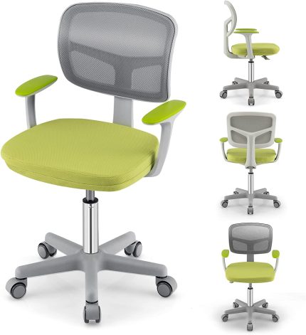 Giantex Ergonomic Home Office Chair, Mesh Low Back Desk Chair, Swivel Computer Chair with Y-Shaped Lumbar Support & Comfy Armrest - Green