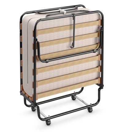 Giantex Folding Bed with Mattress for Adults, 75" x 32" Rollaway Guest Beds w/ 3 Inch Foam Mattress & Sturdy Metal Frame - Beige