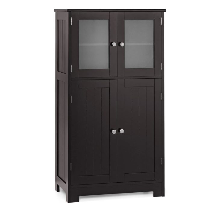 Giantex Storage Cabinet with Doors - Bathroom Floor Cabinet, Freestanding Tall Cabinet - Image 1