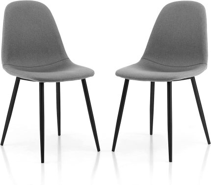 Giantex Modern Dining Chairs Set of 2 or 4 - Classic Comfy Upholstered 17” High Backrest Linen Dining Room Chairs