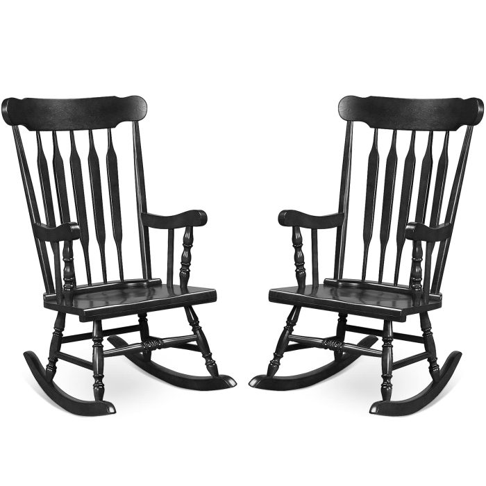 Giantex Outdoor Wood Rocking Chair - Set of 2 Patio Rocking Chair with Solid Frame - Image 1