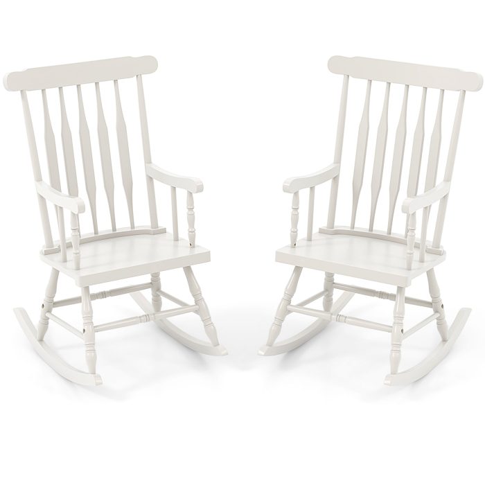 Giantex Outdoor Wood Rocking Chair - Set of 2 Patio Rocking Chair with Solid Frame - Image 1