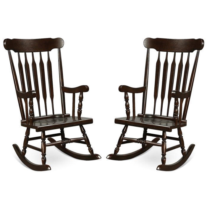 Giantex Outdoor Wood Rocking Chair - Set of 2 Patio Rocking Chair with Solid Frame - Image 1