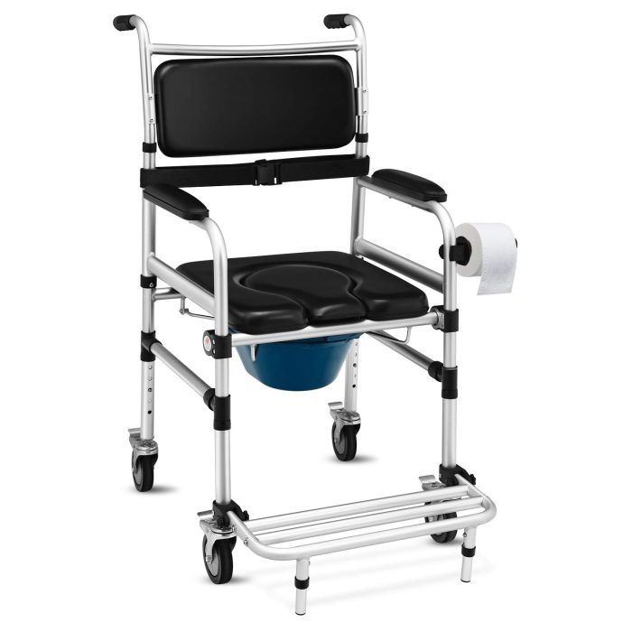 Giantex 3 in 1 Lightweight Shower Commode Wheelchair - Image 1
