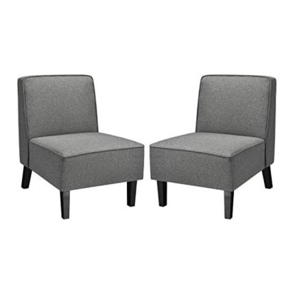 Giantex Upholstered Accent Chair Set of 2, Fabric Single Sofa Armless Accent Chair, Beige - 2 Grey