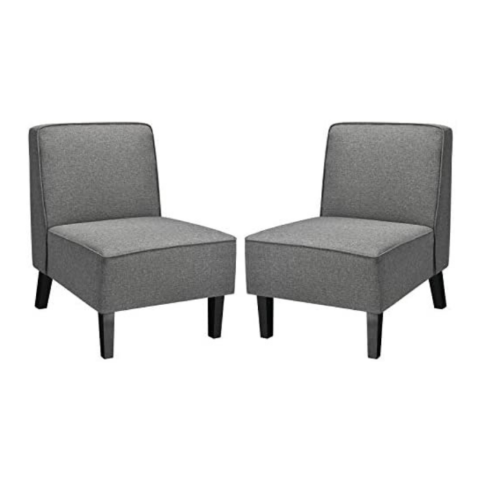 Giantex Upholstered Accent Chair Set of 2, Fabric Single Sofa Armless Accent Chair, Beige - 2 Grey - Image 1