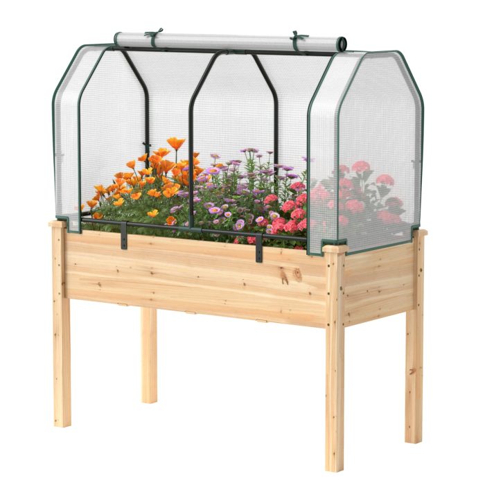Giantex Raised Garden Bed - Natural & White - Image 1