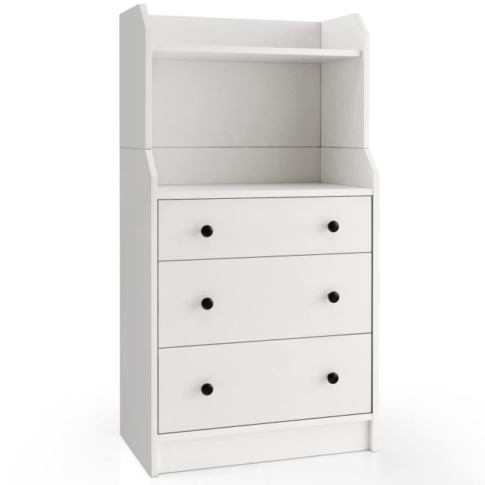 Giantex 3 Drawers Dresser for Bedroom - Modern Storage Dresser Chest of Drawers with 2 Shelves, 3 Pull-Out Drawers - Image 1