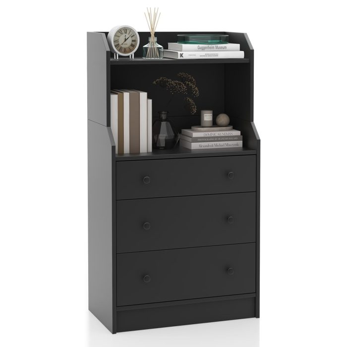Giantex 3 Drawers Dresser for Bedroom - Modern Storage Dresser Chest of Drawers with 2 Shelves, 3 Pull-Out Drawers - Image 1