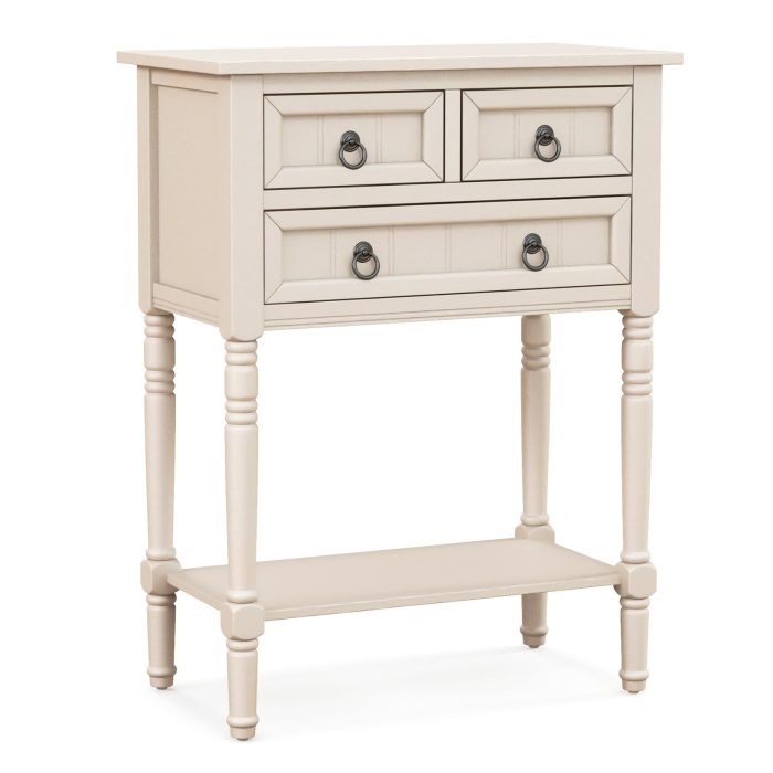 Giantex Console Table with Drawers - Beige - Image 1
