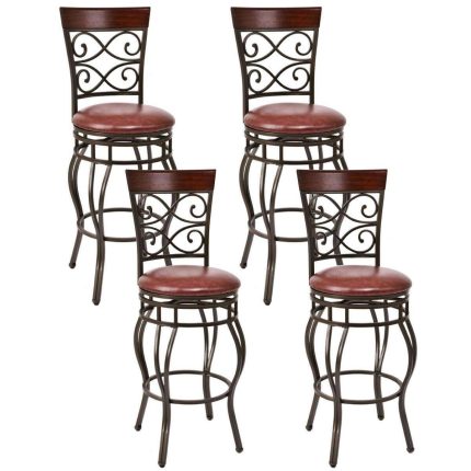 Giantex Bar Stools Set of 2, 360 Degree Swivel, 30" Counter Height Bar Stools - Set of 4 Brown
