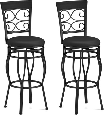 Giantex Bar Stools Set of 2, 360 Degree Swivel, 30" Counter Height Bar Stools - Set of 2 Black