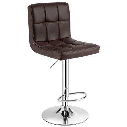 Giantex Bar Stool, Modern Swivel Adjustable Armless Barstools, Square Counter Height PU Leather Bar Stools - Brown Set of 1