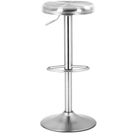 Modern Swivel Adjustable Height Barstool with Footrest, Stainless Steel Round Top Bar Height Barstools for Pub Bistro Kitchen Dining - Set of 1