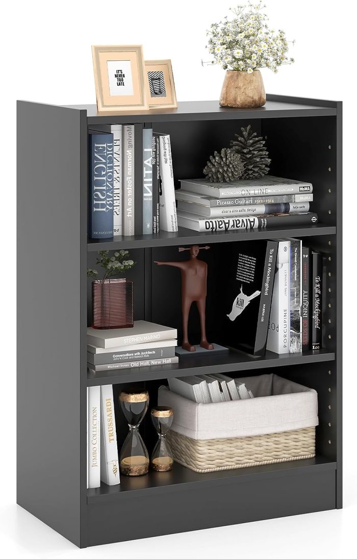 Giantex 3-Cube Bookcase White - 3-Tier Modern White Open Bookshelf with Adjustable Shelves - Image 1