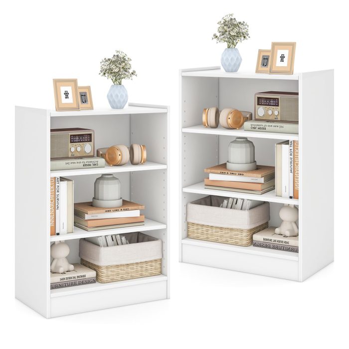 Giantex 3-Cube Bookcase White - 3-Tier Modern White Open Bookshelf with Adjustable Shelves - Image 1