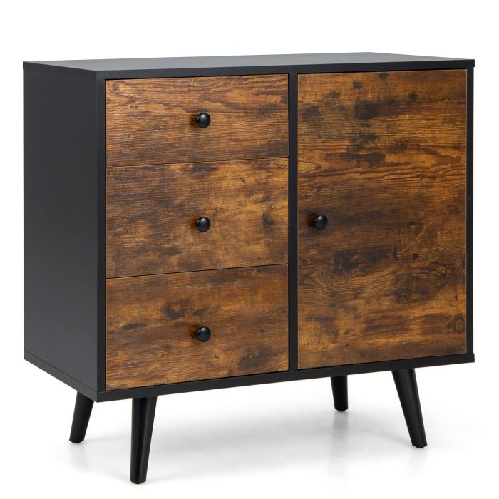 Giantex Storage Cabinet with 3 Drawers - Wood Buffet Sideboard W/Adjustable Shelf - Image 1