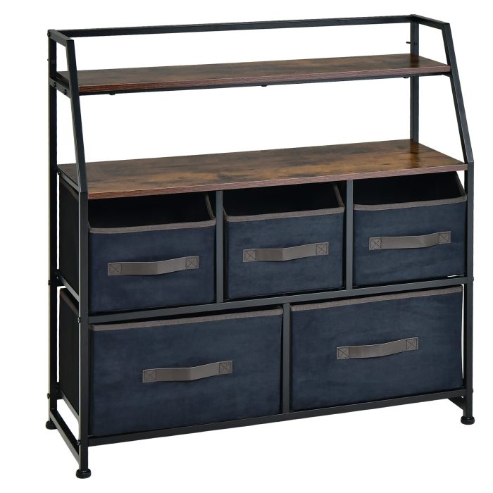Giantex 5-Drawer Storage Dresser Organizer - Drawer Unit with Top Shelf, Anti-Toppling Design - Image 1