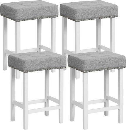 Giantex Bar Stools Set of 2-29" Bar Height Backless Barstools with Nailhead Linen Foam Seat - 2 24.5" Counter Height