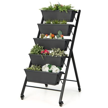 Giantex Vertical Raised Garden Bed on Wheels - Dark Gray- Wheels 1
