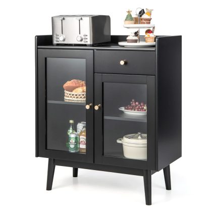 Giantex Buffet Sideboard, Modern Coffee Bar Storage Cabinet - Farmhouse-Door Cabinet & Drawer
