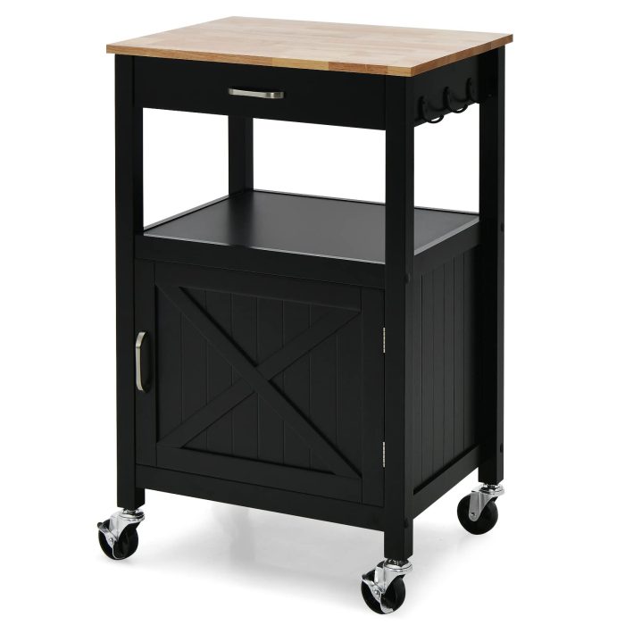 Giantex Kitchen Cart with Storage - Black 22"Lx18"Wx36"H - Image 1